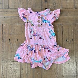 Posh peanut Parisian carousel horse bamboo skirted romper